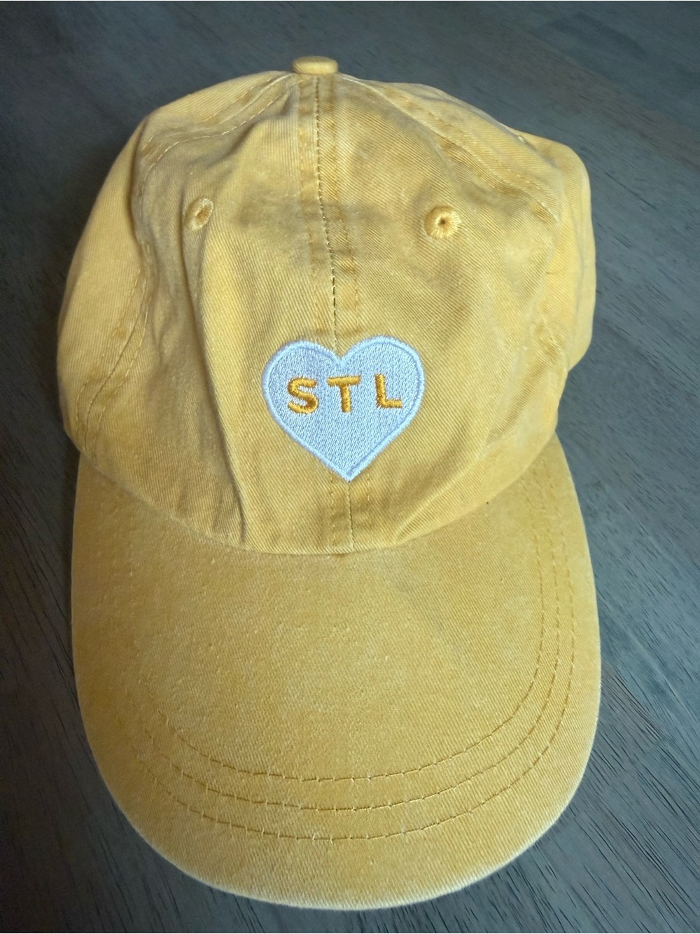 Mustard Yellow STL Heart Baseball Cap